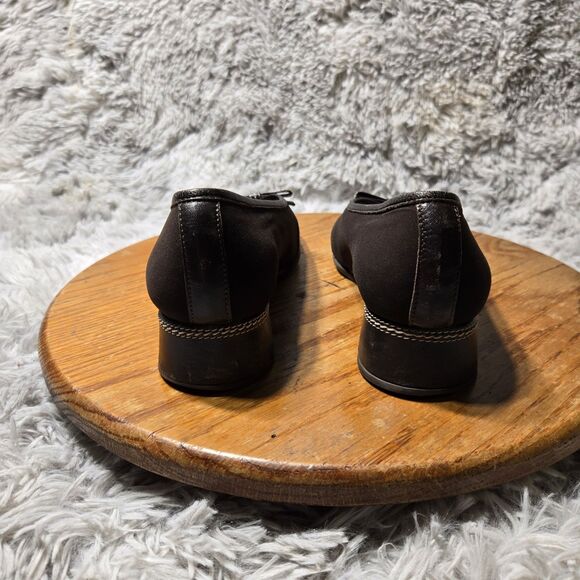 Rangoni Womens Size 9/9.5 Brown Fabric Bow Leather Lining Shoes Made in Italy - Picture 4 of 8